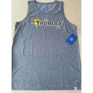 Hurley Men's S Small Hibiscus‎ Graphic Tank Top Blue Skate Surf 100% Cotton NWT
